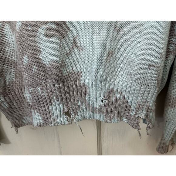 Lulu's Tie Dye Distressed Sweater Womens Oversized Small Blue Purple Pullover - Picture 4 of 8